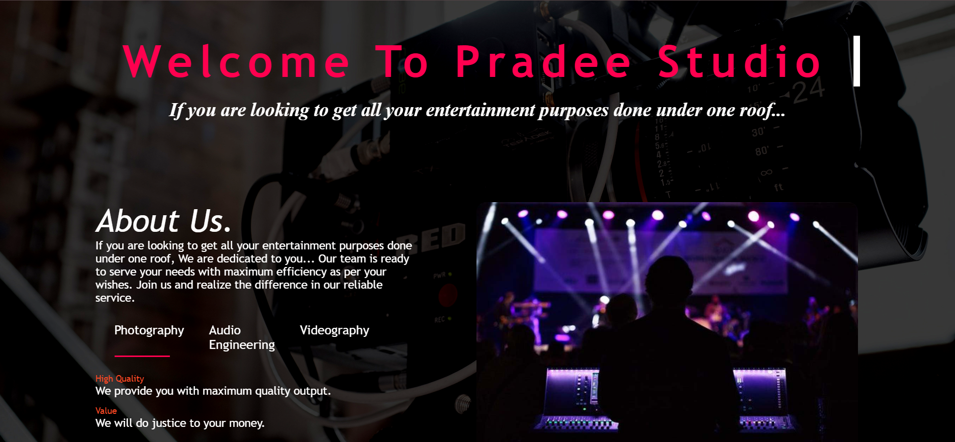 Entertainment Company Website